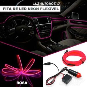Fita Led Neon Interna Painel Veiculo Rosa 5 Metros