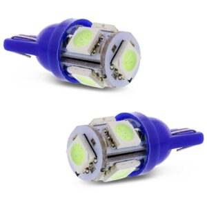Par Lampada T10 5 Leds Azul Cristal 12v