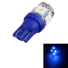 Par Lampada  T10 5 Leds Azul 12v