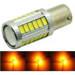 Par Lampada 2 Polos 33 Leds CREE BAY15D Laranja 12v