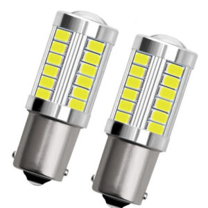 Par Lampada 1 Polo 33 Leds CREE BA15S Branco 12v