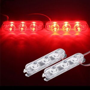 Par Strobo Vermelho 3 Leds 2 Funções 12V