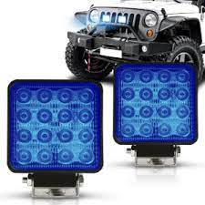 Farol de milha 15w 16 Leds AZUL 1000K Quadrada