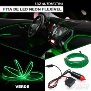 Fita Led Neon Interna Painel Veiculo Verde 5 Metros