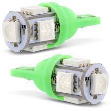 Par Lampada  T10 5 Leds Verde 12v