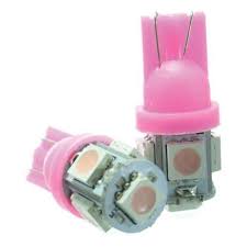 Par Lampada  T10 5 Leds Rosa 12v