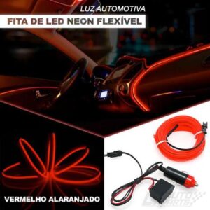 Fita Led Neon Interna Painel Veiculo Vermelho 3 Metros Shocklight